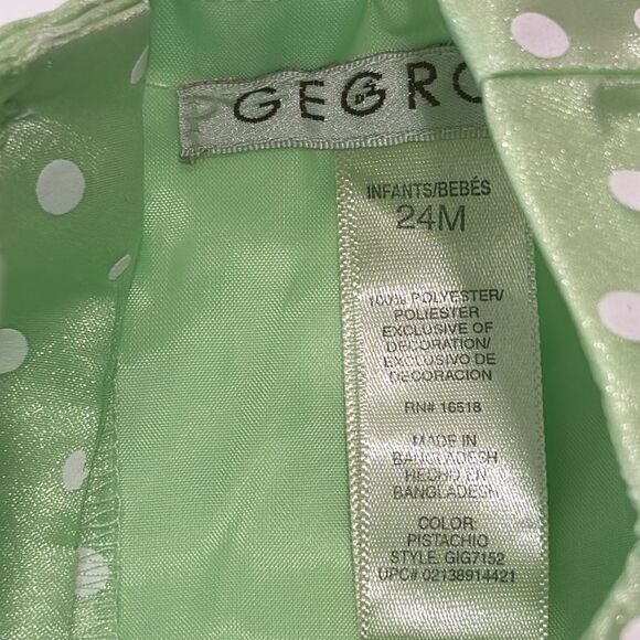 George | Vintage Polka Dot Green Girls Formal Dress 24M - Picture 12 of 12